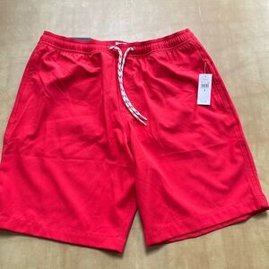 Men's Red Swim Shorts with Drawstring